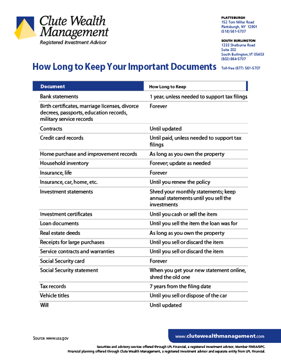 How Long To Keep Your Important Documents